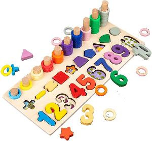 Blocks and toys can be used to develop math skills while children are at play